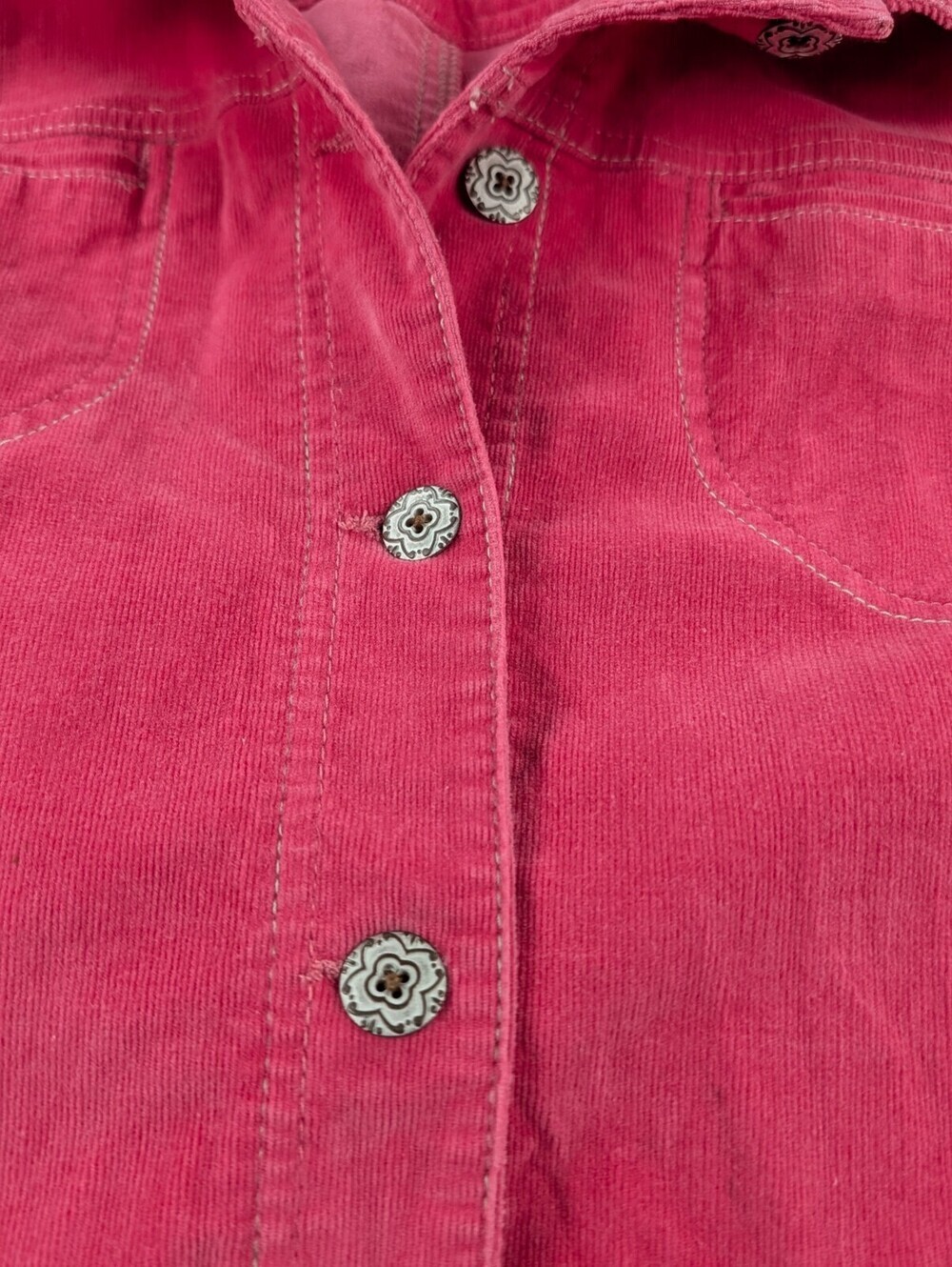 French Cuff Pink Fine Wale Corduroy Button Front Jacket Shacket Size XL - Picture 9 of 10